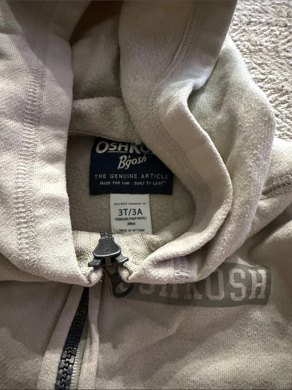 OshKosh B'gosh Cream Hooded Zip-Up Sweatshirt